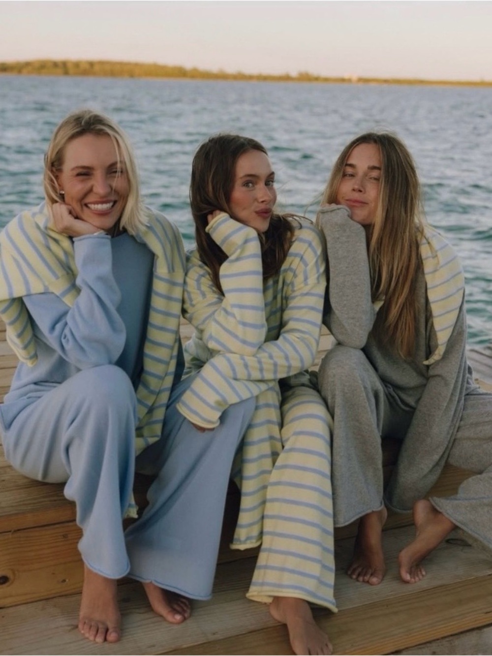 Daily drills yellow and blue striped cashmere set